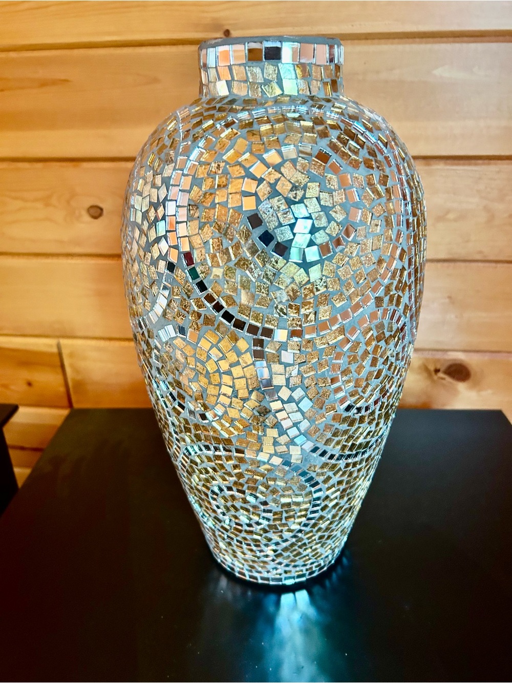 Tozai Gold and Silver Mosaic Glass Vase - Decorative Home Accent